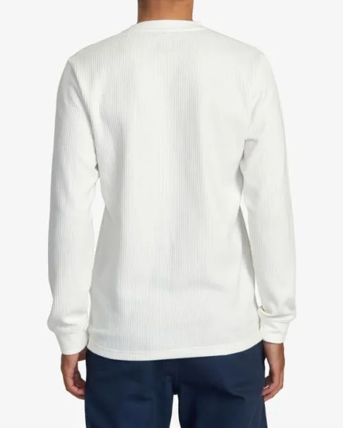Rvca Day Shift Long Sleeve Thermal Shirt Off White Men Tees and Tanks