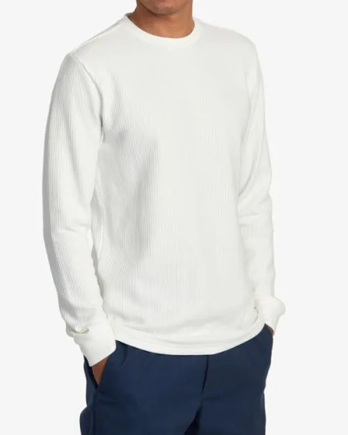 Rvca Day Shift Long Sleeve Thermal Shirt Off White Men Tees and Tanks
