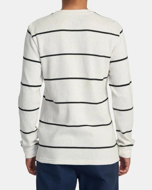 Rvca Day Shift Thermal Stripe Long Sleeve Oatmeal Men Tees and Tanks