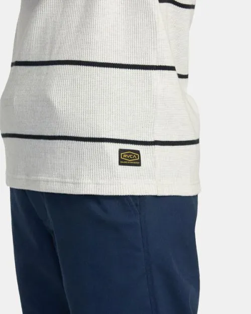 Rvca Day Shift Thermal Stripe Long Sleeve Oatmeal Men Tees and Tanks