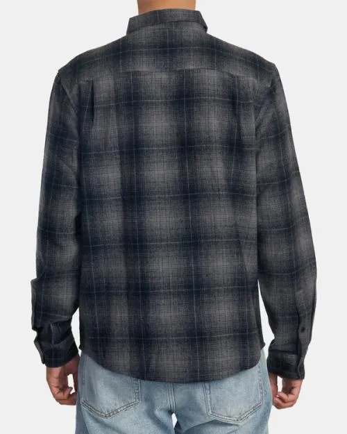 Rvca Dayshift Flannel Long Sleeve Shirt Rvca Black Men Shirts and Flannels