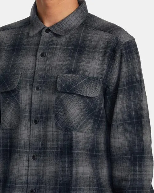 Rvca Dayshift Flannel Long Sleeve Shirt Rvca Black Men Shirts and Flannels