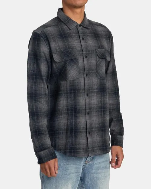 Rvca Dayshift Flannel Long Sleeve Shirt Rvca Black Men Shirts and Flannels
