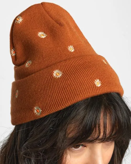 Rvca Embroidered Essential Beanie Caramel Women Hats