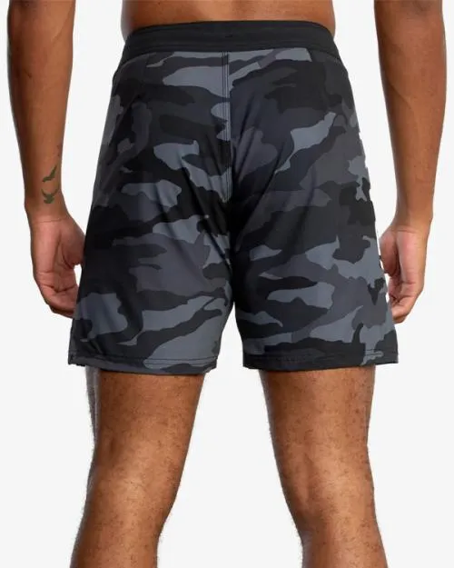 Rvca Fight Scrapper Elastic Waist Walkshorts 15034 Grey Camo Men Athletic Shorts