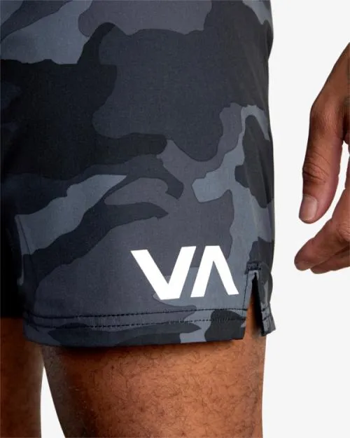 Rvca Fight Scrapper Elastic Waist Walkshorts 15034 Grey Camo Men Athletic Shorts