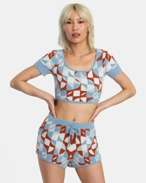 Rvca Geode Knitted Crop Top Sandlewood Women Sweaters