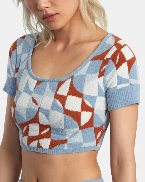 Rvca Geode Knitted Crop Top Sandlewood Women Sweaters