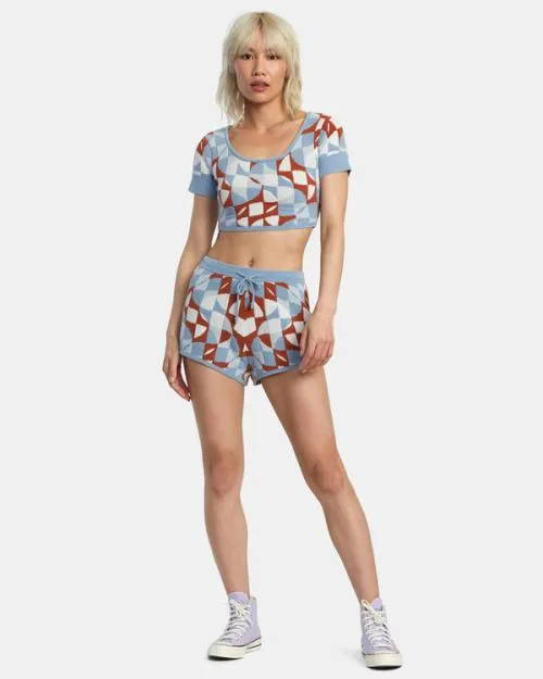 Rvca Geode Knitted Crop Top Sandlewood Women Sweaters