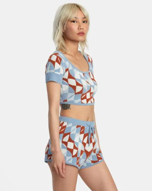 Rvca Geode Knitted Crop Top Sandlewood Women Sweaters