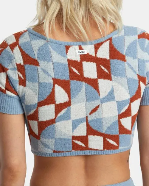 Rvca Geode Knitted Crop Top Sandlewood Women Sweaters