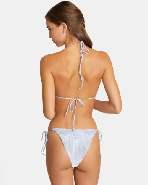 Rvca Gingham Reversible Tie French Bikini Bottoms Ash Blue Women Bikini Bottoms