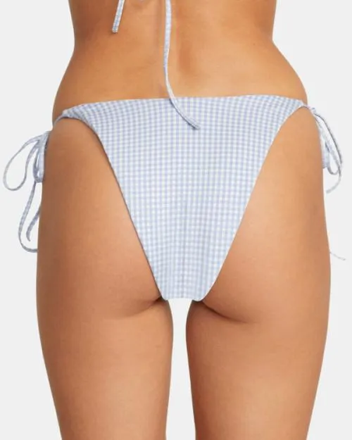 Rvca Gingham Reversible Tie French Bikini Bottoms Ash Blue Women Bikini Bottoms