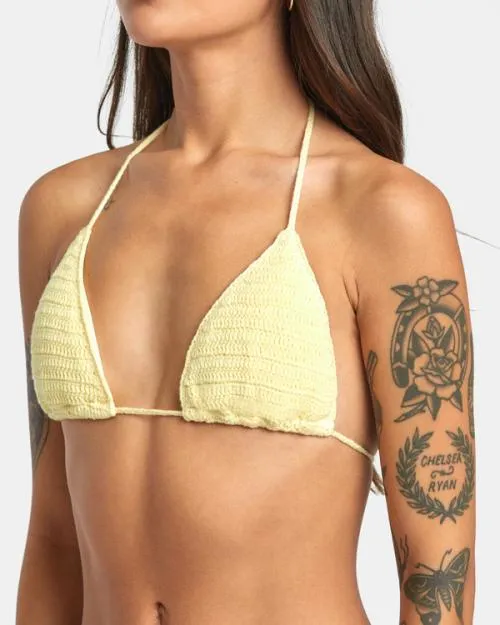 Rvca Glory Triangle Bikini Top Lemon Women Bikini Tops
