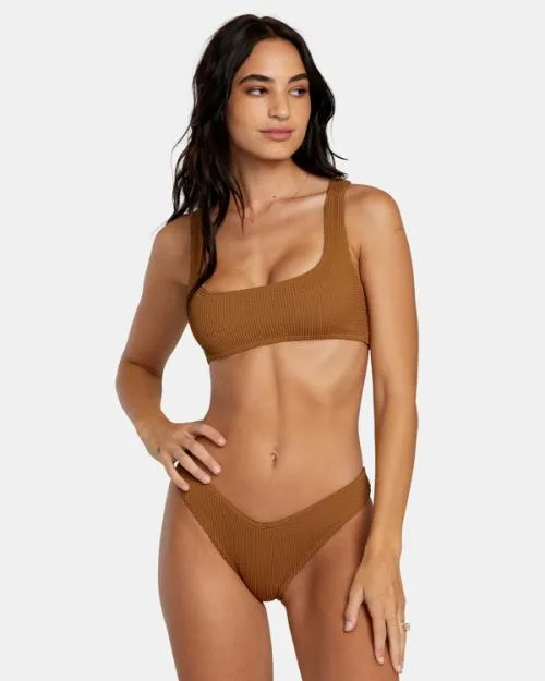 Rvca Grooves Texture High Leg Bikini Bottoms Sienna Women Bikini Bottoms