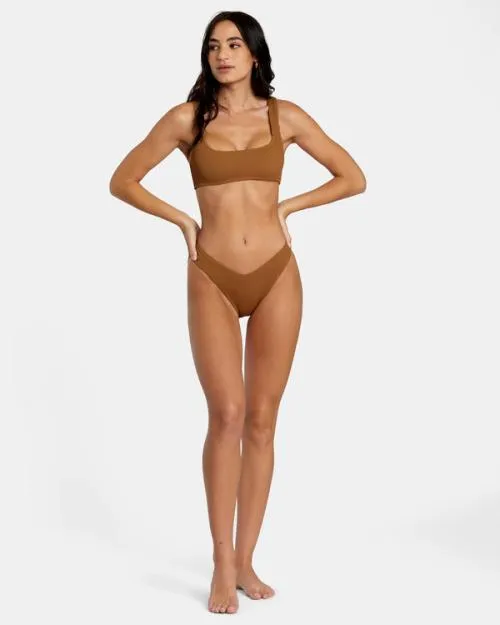 Rvca Grooves Texture High Leg Bikini Bottoms Sienna Women Bikini Bottoms