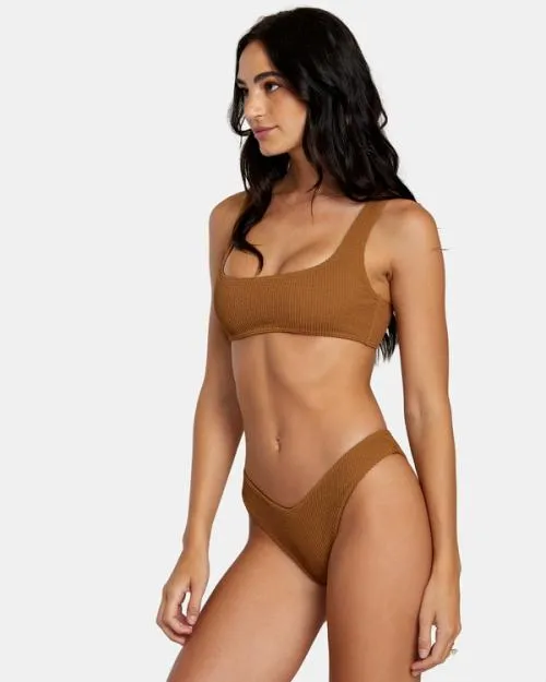Rvca Grooves Texture High Leg Bikini Bottoms Sienna Women Bikini Bottoms