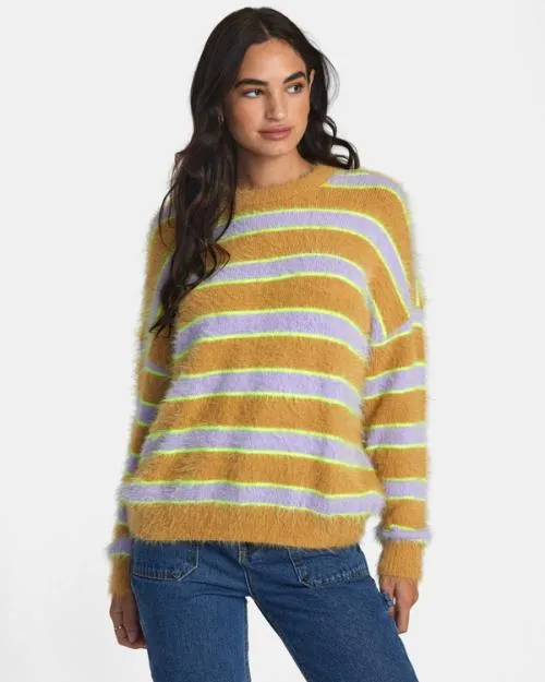 Rvca Hash Sweater Tan Women Sweaters