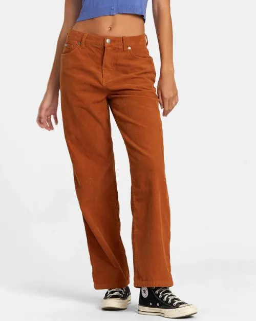 Rvca Heritage Corduroy Wide Leg Pants Caramel Women Pants