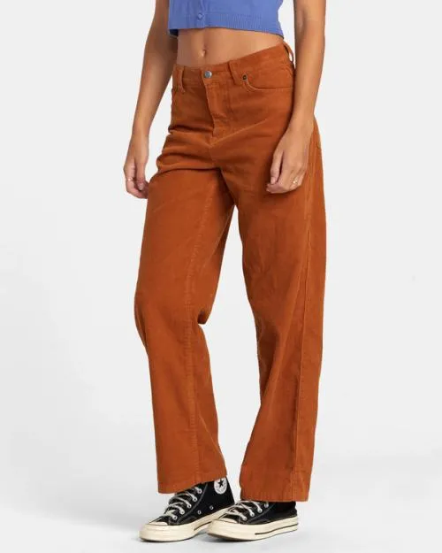 Rvca Heritage Corduroy Wide Leg Pants Caramel Women Pants