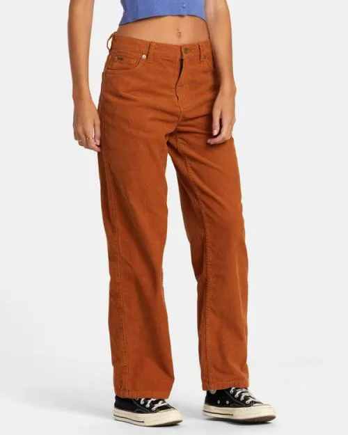 Rvca Heritage Corduroy Wide Leg Pants Caramel Women Pants