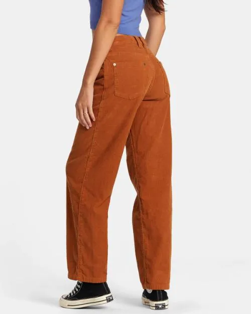 Rvca Heritage Corduroy Wide Leg Pants Caramel Women Pants