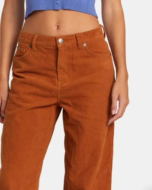 Rvca Heritage Corduroy Wide Leg Pants Caramel Women Pants