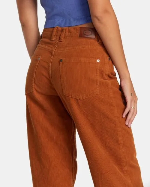 Rvca Heritage Corduroy Wide Leg Pants Caramel Women Pants