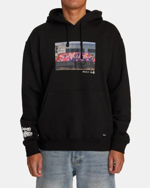 Rvca Hoodie Black Men Hoodies and Sweatshirts