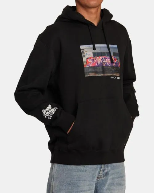 Rvca Hoodie Black Men Hoodies and Sweatshirts