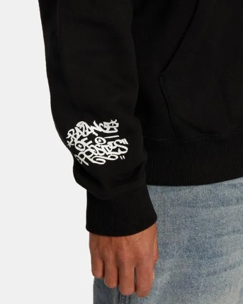 Rvca Hoodie Black Men Hoodies and Sweatshirts
