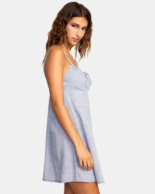 Rvca Houndstooth Overtime Mini Sun Dress Blue Grey Women Dresses and Rompers