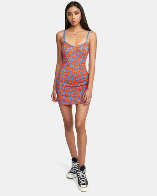 Rvca Just Friends Midi Dress Cobalt Women Dresses and Rompers
