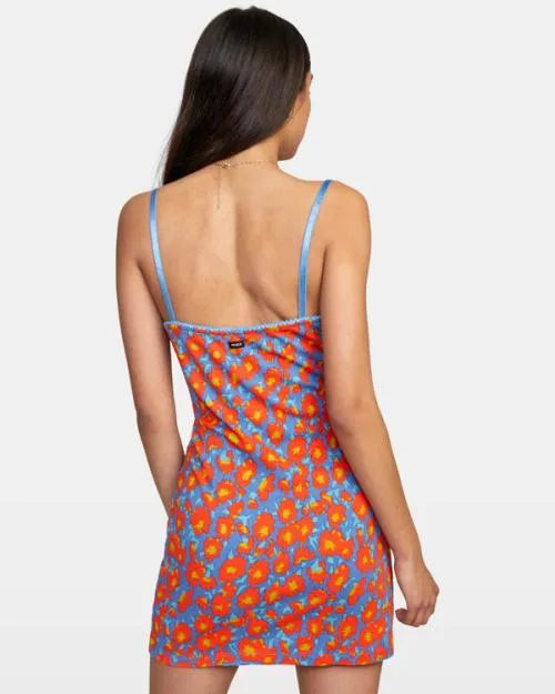 Rvca Just Friends Midi Dress Cobalt Women Dresses and Rompers