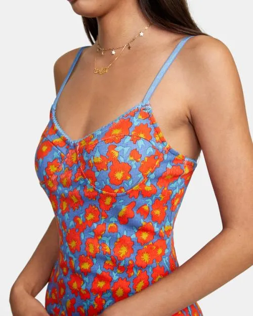 Rvca Just Friends Midi Dress Cobalt Women Dresses and Rompers