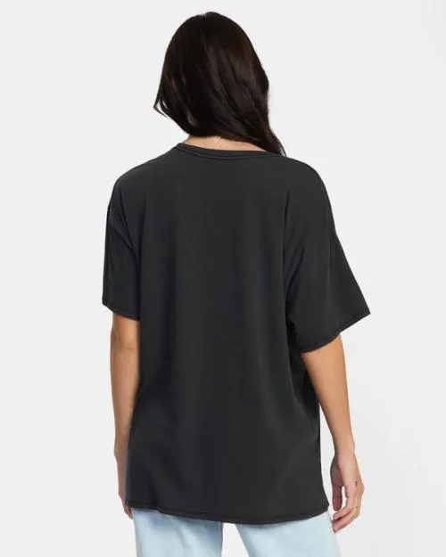 Rvca Keep Kreeper TShirt Washed Black Women Tees and Tanks