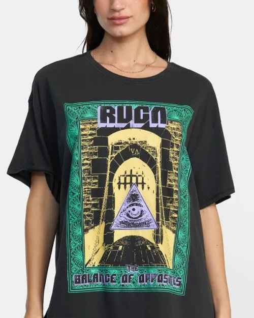 Rvca Keep Kreeper TShirt Washed Black Women Tees and Tanks
