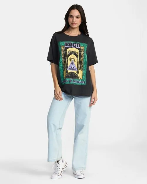 Rvca Keep Kreeper TShirt Washed Black Women Tees and Tanks