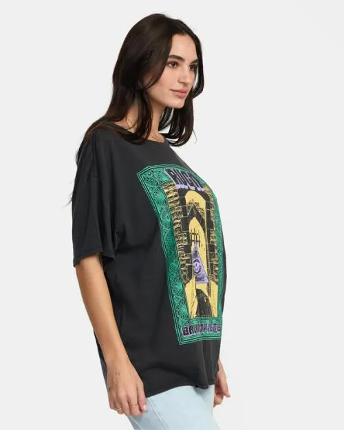 Rvca Keep Kreeper TShirt Washed Black Women Tees and Tanks