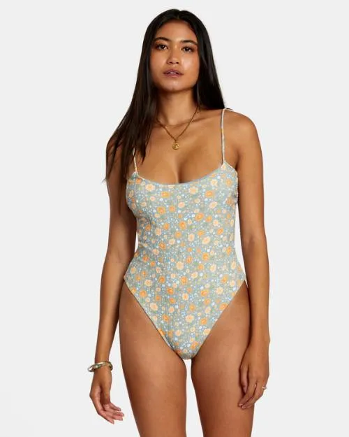 Rvca Mums Rib OnePiece Swimsuit Shale Women One Pieces