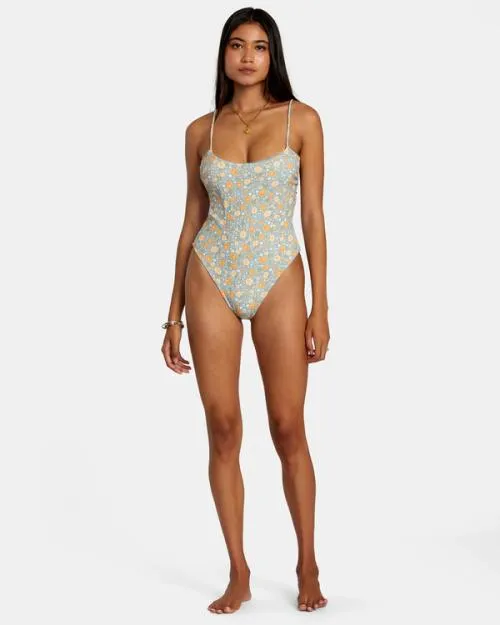 Rvca Mums Rib OnePiece Swimsuit Shale Women One Pieces