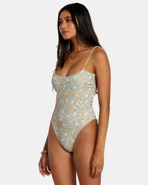 Rvca Mums Rib OnePiece Swimsuit Shale Women One Pieces