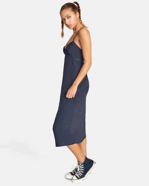 Rvca No Judgement Midi Dress Black Women Dresses and Rompers