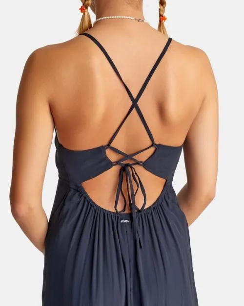 Rvca No Judgement Midi Dress Black Women Dresses and Rompers