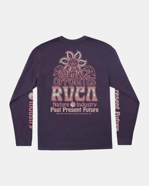 Rvca Positive Growth Long Sleeve TShirt Dark Plum Men Tees and Tanks