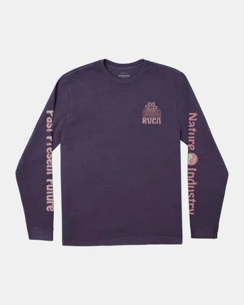 Rvca Positive Growth Long Sleeve TShirt Dark Plum Men Tees and Tanks