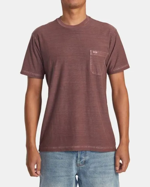 Rvca PTC Stripe TShirt Red Earth Men Short Sleeves
