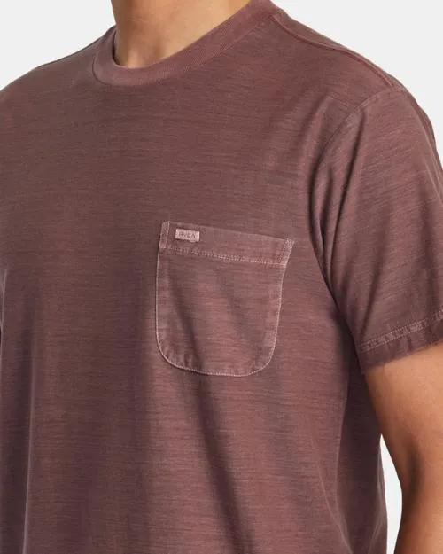 Rvca PTC Stripe TShirt Red Earth Men Short Sleeves