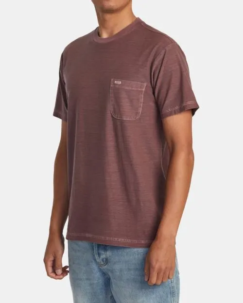 Rvca PTC Stripe TShirt Red Earth Men Short Sleeves
