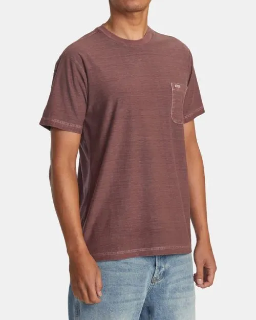 Rvca PTC Stripe TShirt Red Earth Men Short Sleeves